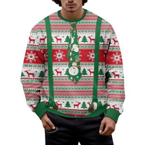 Unisex Ugly Christmas Sweatshirt for Men Women 3D Printed Xmas Graphic T Shirts Pattern Designed Pullover Sweatshirts (XX-Large)