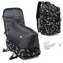 SEAFEW Large Travel Vacuum Backpack, Seal Compression Vacpack with Travel Pump, Carry on Suitcase Luggage Flight Approved for Men Women Personal Item with USB Charging Port, Leaf Black