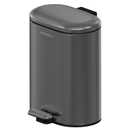 Bathroom Trash Can with Step Pedal,1.3 Gallon Oval Bedroom Waste Basket with Soft-Close Lid & Removable Inner Bucket,Stainless Steel garbage cans for Bathroom,Bedroom,Living Room(Volcanic Gray)