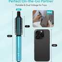 Farery Mini Thermal Brush 3 Temperature Adjustable, 3/4 Inch Travel Curling Iron for Short Hair, Heated Round Brush for Touch-ups and Small Curls, Lightweight Curling Wand for Thin Hair, Dual Voltage