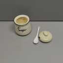 HAOTOP 12oz Sugar Bowl with Lid and Spoon,Ceramic Sugar Jar Sugar Dispenser Sugar Container Coffee Bar Accessories, Kitchen Countertop Canisters, Beige