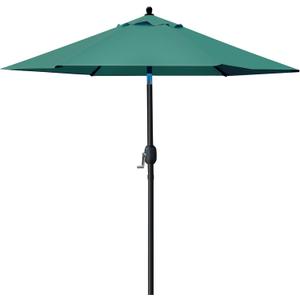 Sunnyglade 7.5' Patio Umbrella Outdoor Table Market Umbrella with Push Button Tilt/Crank, 6 Ribs (Dark Green)