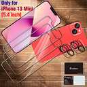Ferilinso Designed for iPhone 13 Mini Screen Protector, 3 Pack HD Tempered Glass with 2 Pack Camera Lens Protector, Case Friendly, 9H Hardness, Bubble Free, 5G 5.4 Inch, Easy Installation