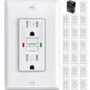 ELECTECK 20 Pack GFCI Outlets 15 Amp, Tamper Resistant (TR), Self-Test GFI Receptacles with LED Indicator, Ground Fault Circuit Interrupter, Decor Wallplate Included, UL Listed, White