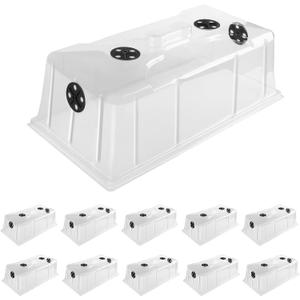 MIXC 10 Pack Humidity Dome 7" Tall Extra Strength, 1020 Growing Trays Cover, Propagation Seed Cloning Lid Vented for 10 x 20 Inch Flat Tray and Seed Starting Germination, Black