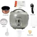 Durable Rice Cooker Small 3-Cup (Uncooked)/6-Cup (Cooked) for 1-3 People, 1 Quart Non-stick Mini Rice Cooker, Perfect for White/Brown Rice, Porridge, Soup, and Hot Pot, Auto Keep Warm 12 hours(Sage Green)