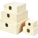 Juvale Set of 5 Unfinished Wooden for Crafts - Wood Nesting Boxes with Hinged Lids for Crafts & Small Storage Item (5 Sizes) - Wooden Box