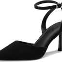 Athlefit Women's Closed Pointed Toe 3 Inch High Heels Ankle Strap Stiletto Heel Wedding Party Dress Pumps Shoes Size 8