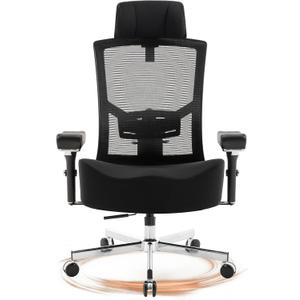 600lbs Big and Tall Office Chair,Oversized Ergonomic Breathable Mesh Desk Chair with W-Shape Thicken Seat Cushion,Computer Chair Upgraded 4D Armrest with Adjustable Lumbar Support&Headrest