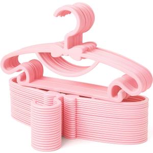 Pack of 50 Pink Baby Hangers Plastic Baby Nursery Closet Hangers Non-Slip Ultra-Thin Child Infant Coat Hanger for Newborn Toddler Clothes