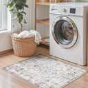 jinchan Kalen Area Rug 2x3 Washable Entryway Rug Door Mat Vintage Indoor Entrance Thin Retro Distressed Floral Print Country Boho Carpet Non Slip Doormat for Bathroom Kitchen Bedroom Blue Multi