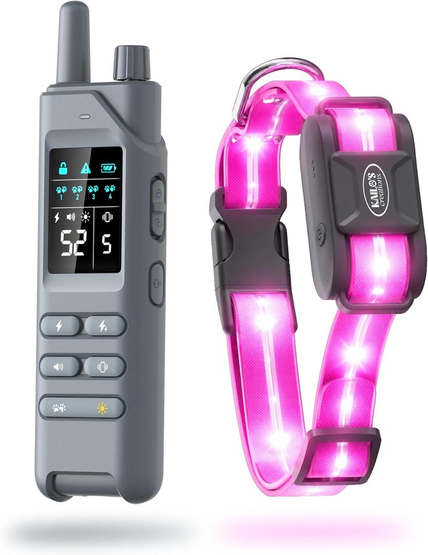 Dog Shock Collar (Updated Version) with 360° LED Lights – 4200FT Dog Training Collar with Remote, IPX8 Waterproof, Beep/Vibration/Safety Shock Modes, Rechargeable E-Collar for Dogs