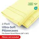 Queen Pillow Cases Set of 2 - Ultra Soft Hotel Quality Pillowcase Covers - Comfy, Cozy & Wrinkle Free - Shrinkage, Stain and Fade Resistant - Machine Washable Pillow Protectors - 2 Piece Set - Yellow