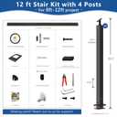 8-12FT Modular 36" Swageless Cable Railing System with Handrail
All-in-one, 33° Drilled Post for 28-38° Step, Pre-Cut 1/10" Cable Railing Kit, Handrail Cuttable, T304 Stainless Steel, Black