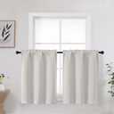 Natural Kitchen Curtains 30 Inch Length Tier 2 Panels, Soft Solid Light Filtering Thermal Insulated Small Window Curtains for Bathroom Basement, Natural, 2PCS Each 30" Wx30 L