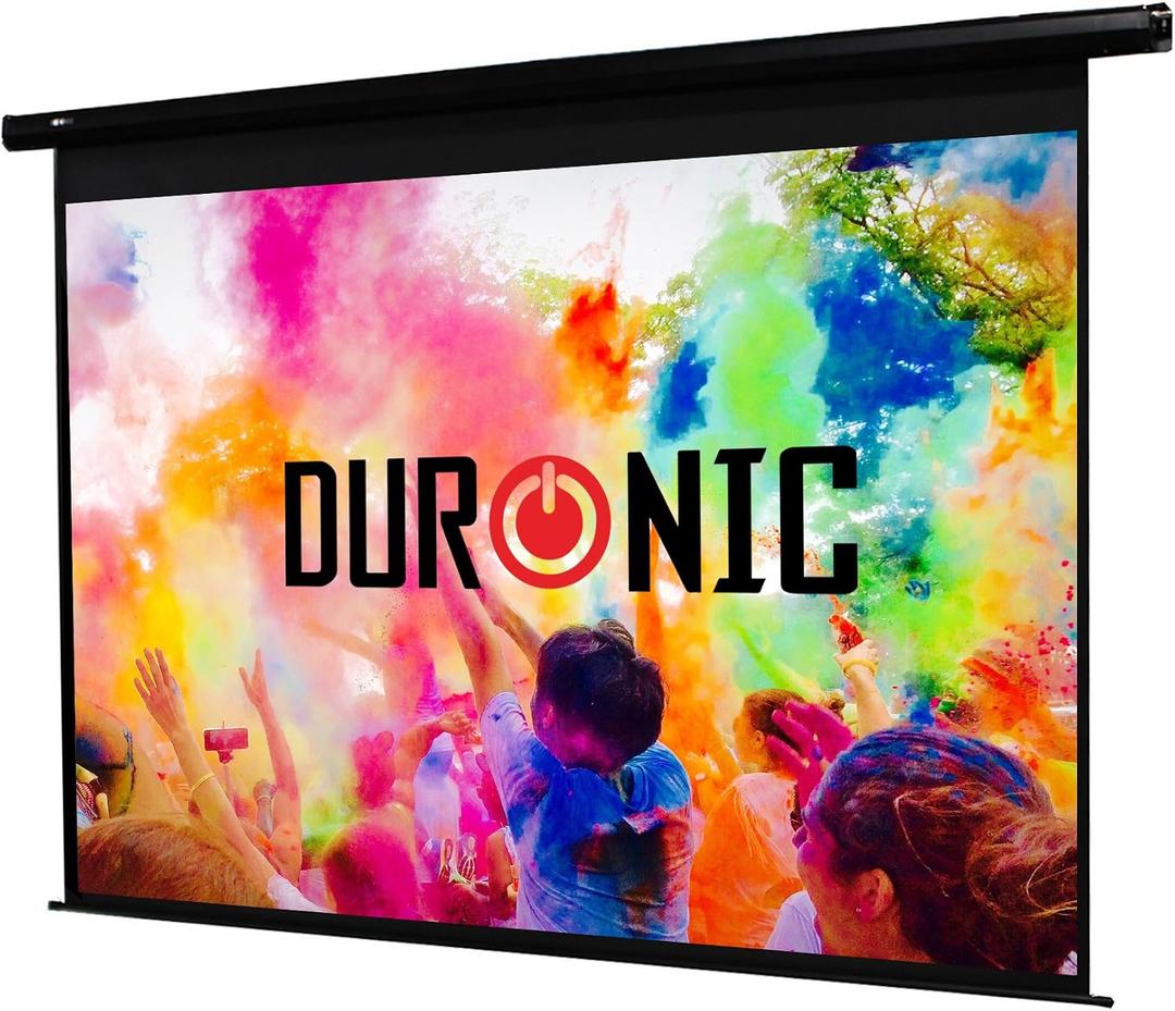 Duronic 102'' HD Home Theatre/Cinema/Office Projector Screen Widescreen Matte White Screen - Electric Motorised switch control, 102''