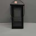 Solar Powered Lantern with LED Candle, Traditional, Black, 11", 62401
