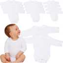 Skyebed 11 Pcs Long Sleeve Baby Bodysuit White Shirt Cotton Blank baby Romper for Baby Boys Girls (0-3 months)