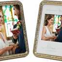 MIMOSA MOMENTS 6x8 Brass Hammered Metal Picture Frame, Display 4x4 Photo on Tabletop or Wall (4x4, Brass)
