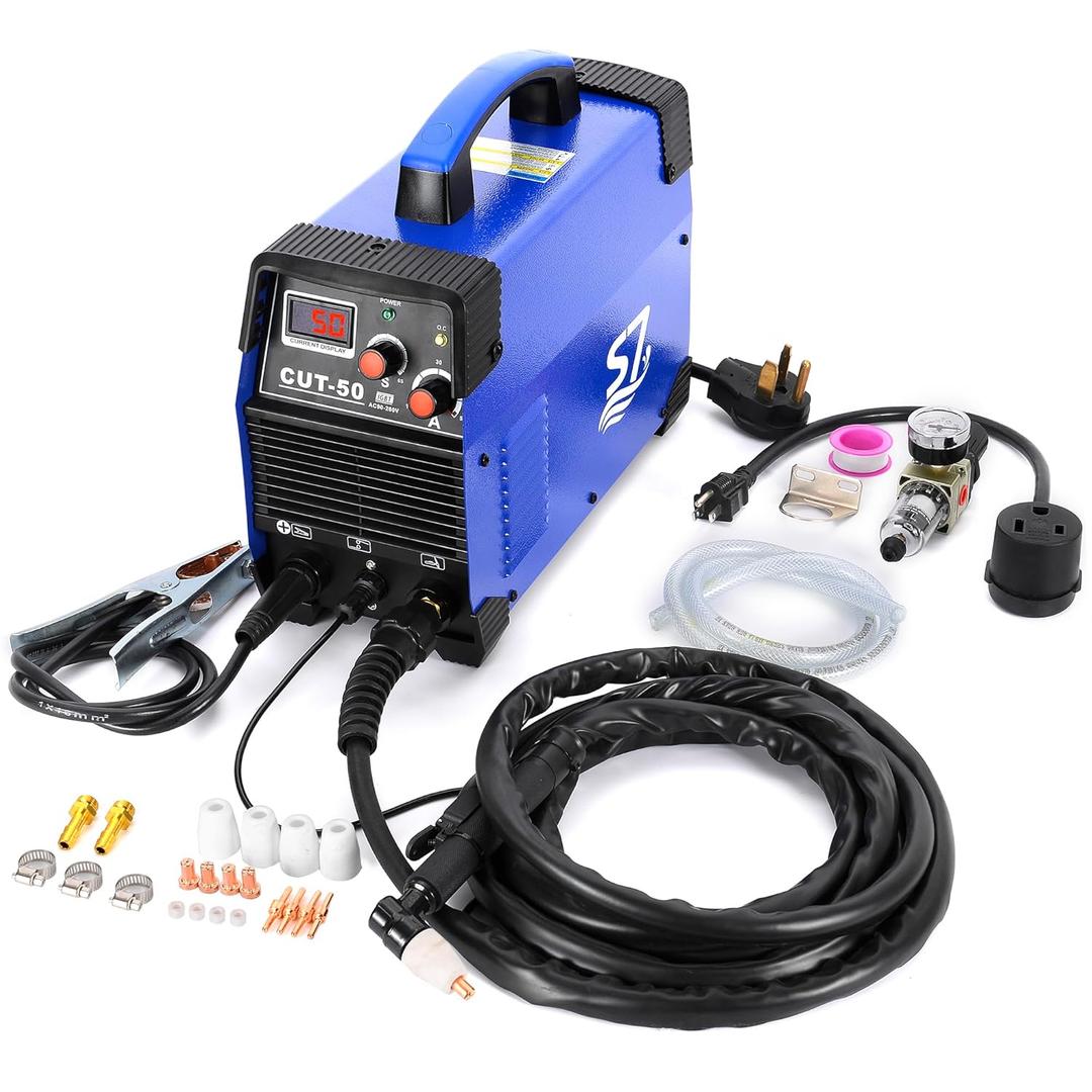 50A Plasma Cutter with LED Display, Dual Voltage 110V/220V, Clean Metal Cutting up to 1/2 Steel, Easy Setup PT31 Torch, Lightweight for DIY & Home Workshops