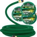 3 PCS 25ft Soaker Hose 1/2inch With Brass End,Green Rubber Hose Water Saving up to 70%,Durable Flexible garden hose 25 ft that irrigation for Patio Lawn,Trees,Vegetables and Flowers.