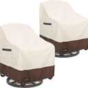 Outdoor Swivel Chair Covers Waterproof 2 Pack, Outdoor Chair Covers Patio Furniture Cover for Deck Patio Swivel Chair Heavy Duty, 28 W x 32 D x 36 H inches Beige and Brown