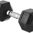 Basics Rubber Encased Exercise & Fitness Hex Dumbbell, Hand Weight for Strength Training, 20 lbs, Black