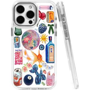 Cases for iPhone 14 Pro Max,Compatible with MagSafe,Classic Clear Shockproof Protection Magnetic Phone Case - Collage European Disco