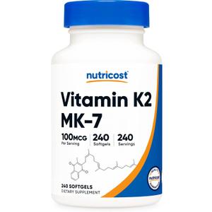 Nutricost Vitamin K2 MK-7 100 mcg, 240 Softgels - Gluten Free and Non-GMO MK7