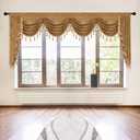 ELKCA Thick Chenille Window Curtains Valance for Living Room Large Waterfall Valance for Bedroom,Rod Pocket,1 Panel (Bronze, W110)