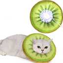 ANWA Adjustable Cat Cone Collar Soft, Cute Cat Donut Collar After Surgery, Kitten Recovery Cones to Stop Licking (Small, Kiwifruit)