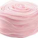 38 Yards 2 Inch Pink Sheer Ribbon Wired Transparent Organza Ribbon Sweet Rose Clear Silk Chiffon Mesh Yarn Ribbons for Sewing Making Crafts Gift Wrapping Valentine Wedding Bouquets Christmas
