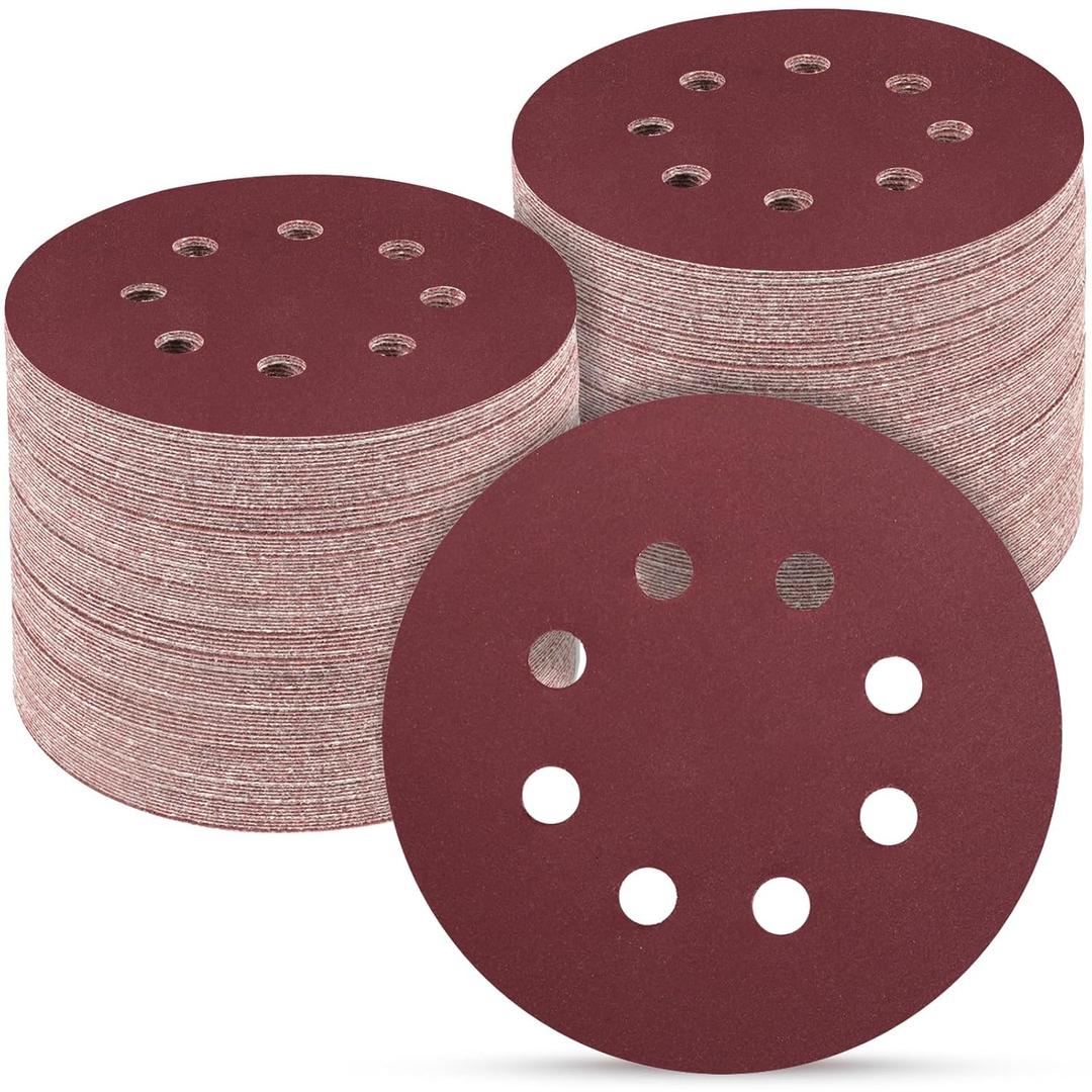 POTUINOM 100 PCS 5 Inch Sanding Discs 1000 Grit, Round Hook and Loop Sandpaper for Random Orbital Sander