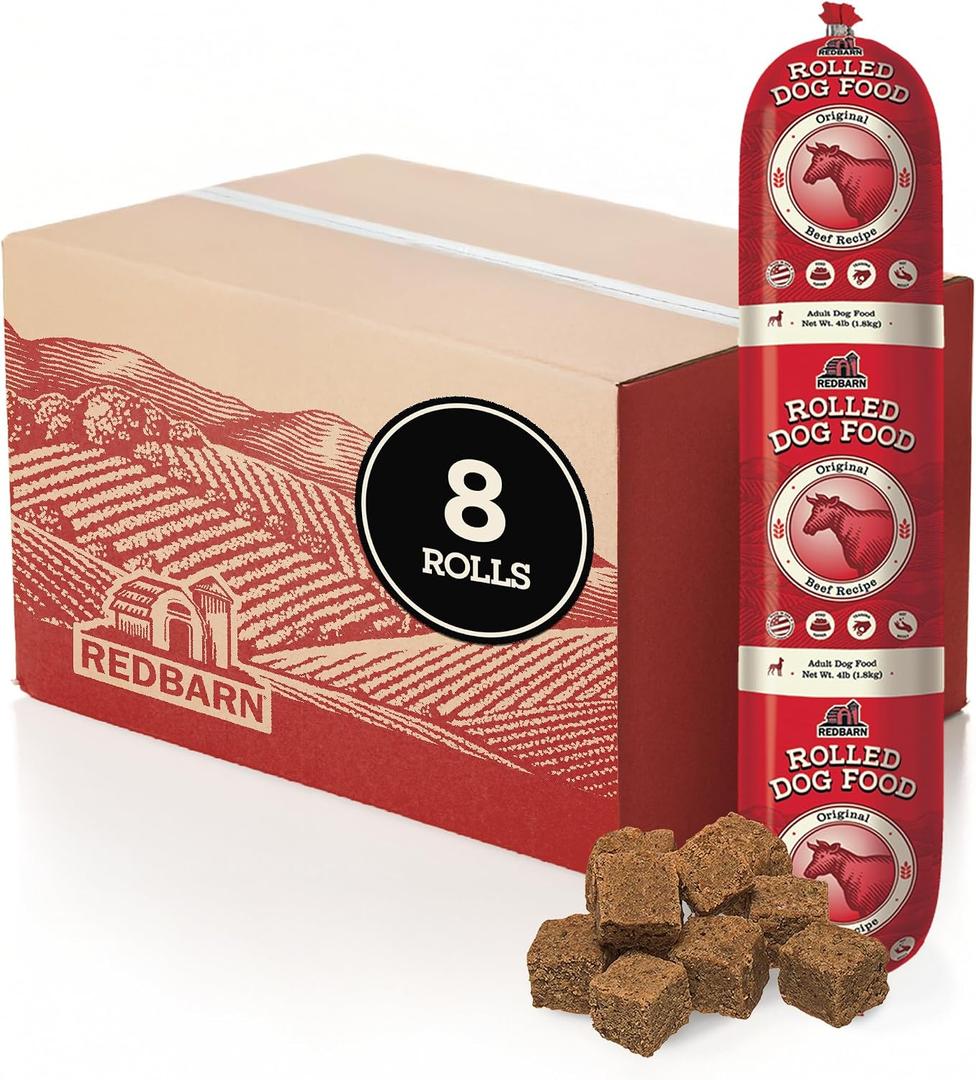 Redbarn Premium Semi-Moist Rolled Dog Food, Beef Recipe, 4lb, 8 Rolls (EXP 01/28/28)