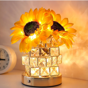 Sunflowers Flower Lamp,Rechargeable Cordless Touch Table Lamp,3-Colour Infinitely Dimming Small Night Light,Festival Restaurant Bedroom Bar Coffee Shop Birthday Gifts for Women Mom