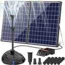 50W Solar Pond Filter Pump 580 GPH for Pond up to 2000 Gallons | All-in-One Solar Pond Filter Fountain with 3 Spray Patterns, 3-Layer Filtration for Outdoor Garden Ponds, Fish Tank, S300 