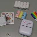 Mini Printer Portable, Inkless Sticker printer with 8 Rolls Paper, Bluetooth Wireless mini thermal printer Compatible with iOS + Android for Journal, Memo, Photo, Print Pod Gifts for Girls Kids