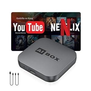Wireless CarPlay Adapter, Car Adapter with Netflix Fast Car Video Plug & Play, Easy Setup, Supports Netflix/ YouTube/ TF Card Streaming Equalizers and More for OEM Wired CarPlay/ Android Auto Cars