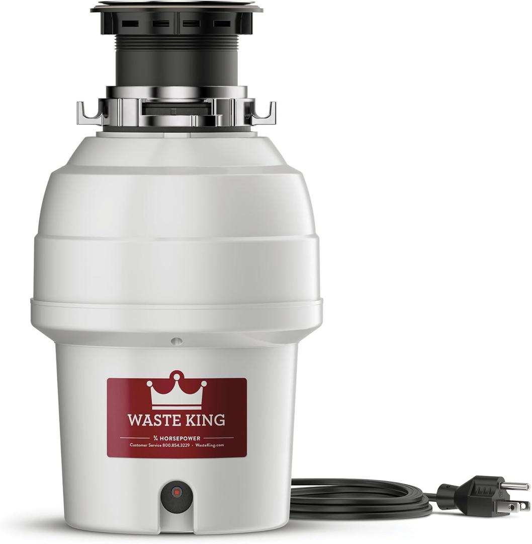 Waste King Garbage Disposal for Kitchen Sink with Power Cord, Food Waste Disposer, L-3200 (3/4 HP - Continuous Feed)