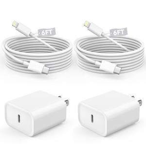 Fast Charger iPhone,iPhone Charger Fast Charging 2 Pack USB C Wall Charger Block Fast i Phone Chargers 6FT Type-C USB C to Lightning Cable Cord for iPhone14/14Plus/13/12/11 Pro Max, Mini,8, iPad/AirPods