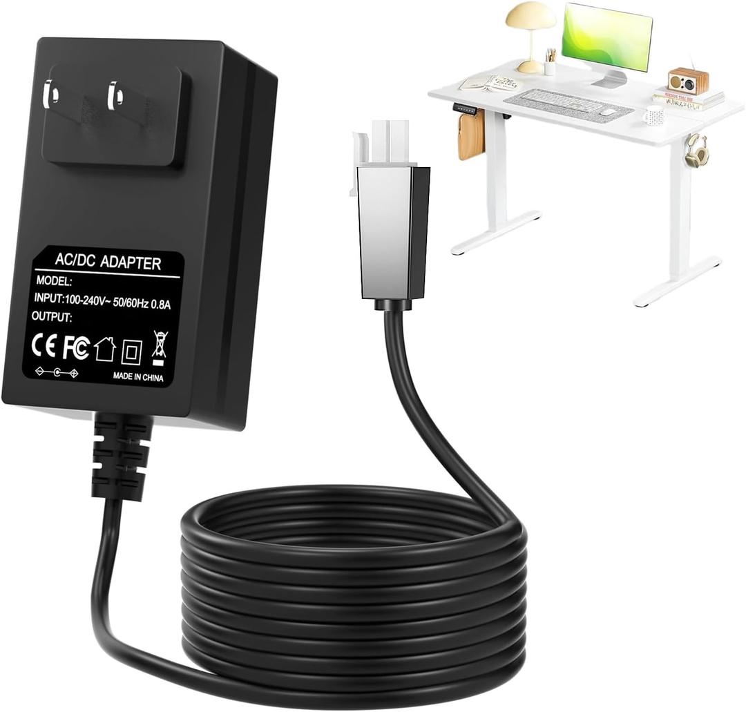 12V 2A Standing Desk Power Cord Compatible with 12V Standing Desk Single Motor Power Supply, Max 24W (Not Compatible with 29V)
