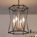 Durent Lighting Black and Gold Chandelier, Modern 4 Light Chandelier Light Fixture with Cage Shape for Dining Room, Bedroom, Living Room, Kitchen Island and Foyer
