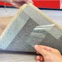 Rug Non Slip Grippers, 12pcs Large Carpet Tape Pads Removable, Strong Adhesive Without Residue, Double Sided Rug Carpet Tape Strips