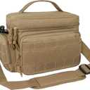 opux Tactical Lunch Box for Men, Tan Mens Insulated Lunch Bag for Adult, Leakproof Soft Lunch Cooler with MOLLE Mesh Side Pockets, Multicam Heavy Duty Lunchbox Pail for Work Women, Medium 10 Cans (Medium - 10x7.5x6.5 Inches)