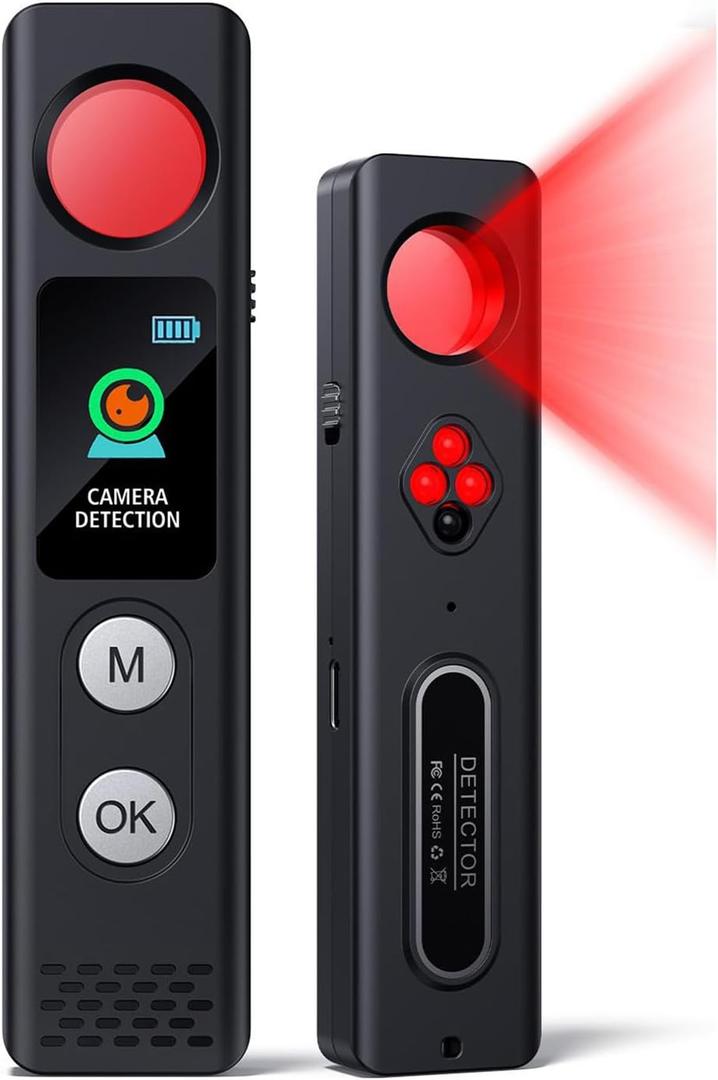 Hidden Camera Detectors, Anti-Spy Camera Finder with LED Screen Rechargeable GPS Tracker&Bug Detector, Anti-Theft Alarm, 5 Modes Portable Privacy Protection for Airbnb, Hotel, Car, Office