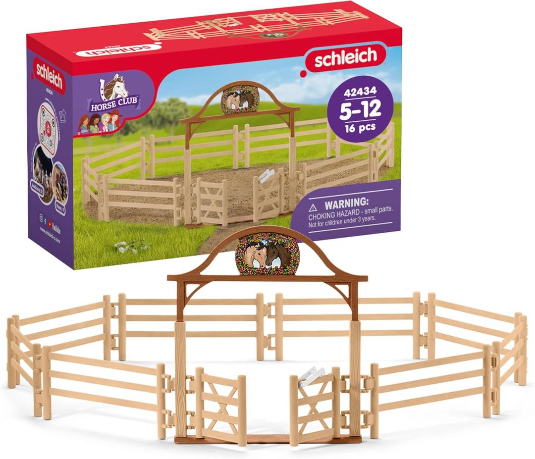 Schleich Horse Club 10-Piece Horse Paddock and Entry Gate Horse Toy for Kids Ages 5-12 (42434n)