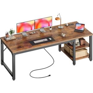 Huuger 63'' x 23.6'' Computer Desk with Power Outlets, 0.95'' Thick Desktop