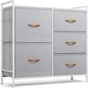 ROMOON Dresser for Bedroom, Storage and Organizers for Closet with 5 Drawers, Small Fabric Dresser and Chests of Drawers for Kids Bedroom, Nursery, Living Room, Hallway (Grey)