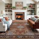 9x12 Area Rugs for Living Room, Machine Washable Low Pile Rug, Non Slip Backing Boho Rugs for Bedroom, Printed Soft Vintage Carpet Sienna Brown 9 x 12