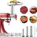 GVODE Meat Grinder Attachment for Kitchenaid Stand Mixer, Meat Grinders Includes 4 Grinding Plates, 3 Sausage Stuffer Tubes, 2 Grinding Blades, For Kitchenaid Mixer Attachments